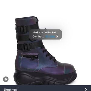 Iridescent Combat Boots with Pocket